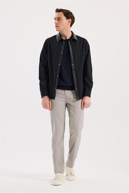 Lacivert Rahat Kalıp - Comfort Fit Mont Berberi Yaka