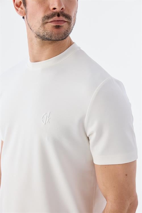 Dar Kalıp - Slim Fit Serili T-Shirt-Jakamen  Bisiklet Yaka  Serili