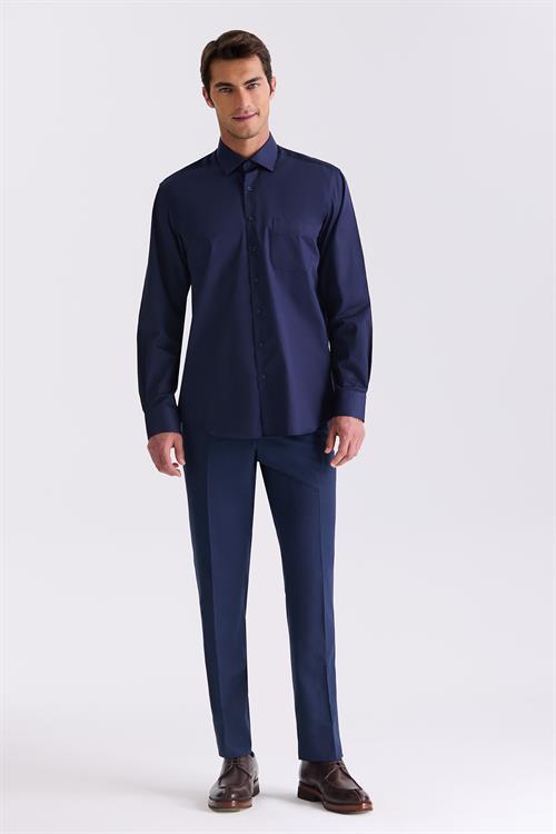 Lacivert Classic Fit %100 Pamuk Gömlek