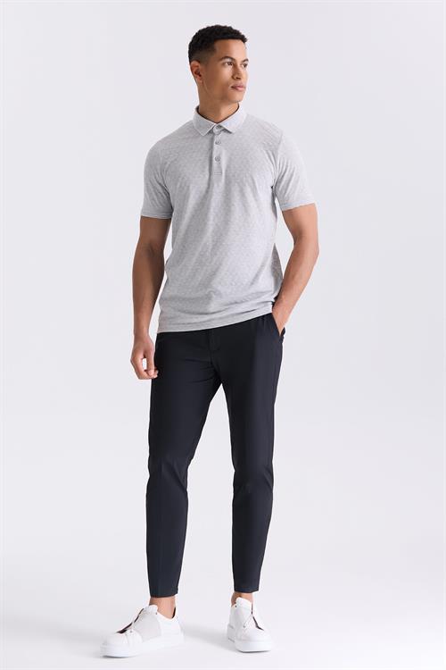 Gri Slim Fit Polo Yaka T-Shirt