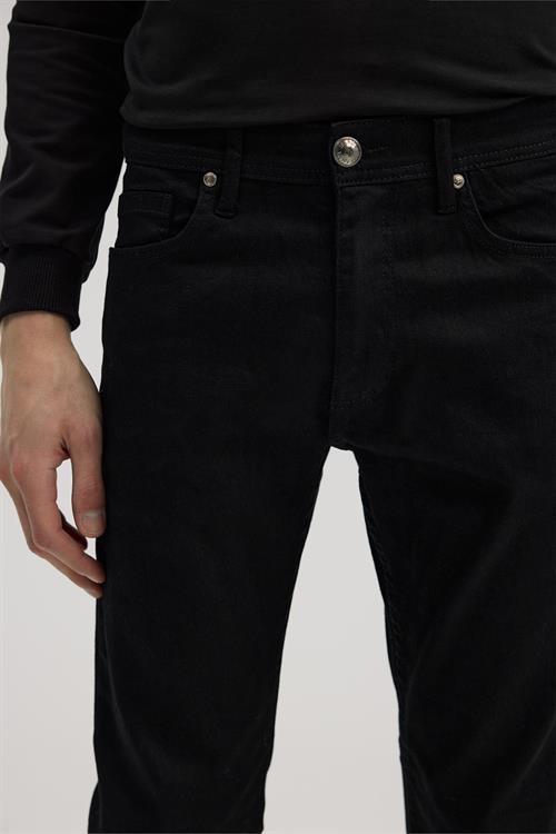 Siyah Slim Fit 5 Cep Jean Kot Pantolon