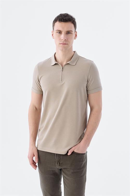 Dar Kalıp - Slim Fit Serili T-Shirt-Jakamen  Fermuarlı  Serili