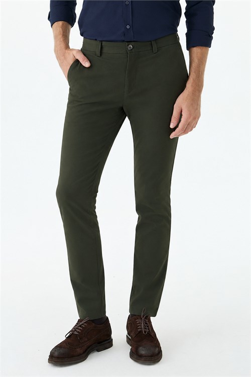 Haki Comfort Fit Pamuklu Kanvas Pantolon