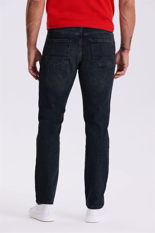 Lacivert-1 Slim Fit Yıkamalı Eskitme Pamuklu Dar Kalıp Jean Kot Pantolon