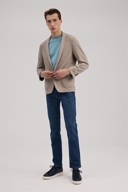 Taba Dar Kalıp - Slim Fit Ceket Mono Yaka