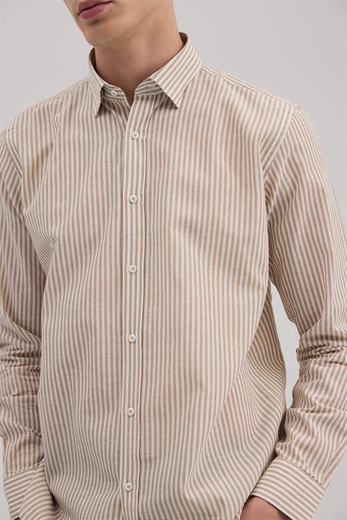 Taba Rahat Kalıp - Comfort Fit Gömlek Klasik Yaka