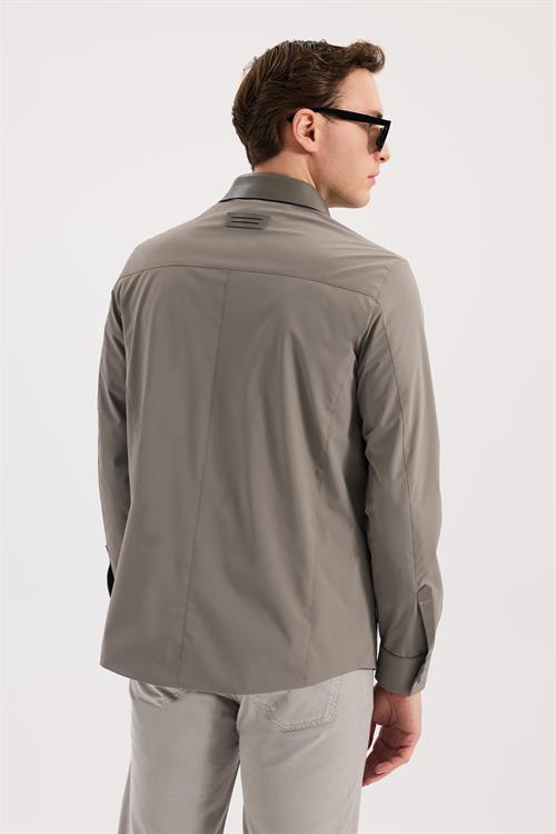 Bej Rahat Kalıp - Comfort Fit Mont Berberi Yaka