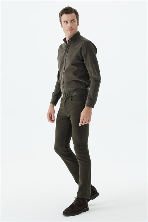 Haki Comfort Fit Spor 5 cep Pantolon
