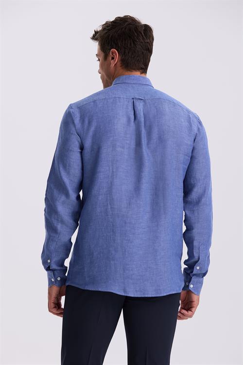 Saks %100 Keten Düğmeli Yaka Comfort Fit Gömlek