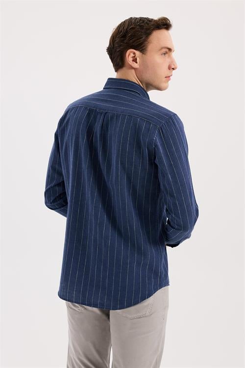 Saks Comfort Fit  Düğmeli Yaka Pamuklu Gömlek