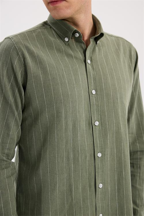 Yeşil Rahat Kalıp - Comfort Fit Gömlek Klasik Yaka