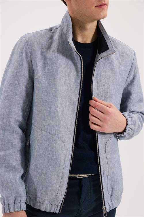 Mavi Rahat Kalıp - Comfort Fit Mont Dik Yaka