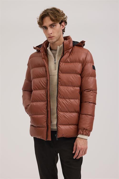 Taba Klasik Kalıp - Regular Fit Mont Kapüşonlu