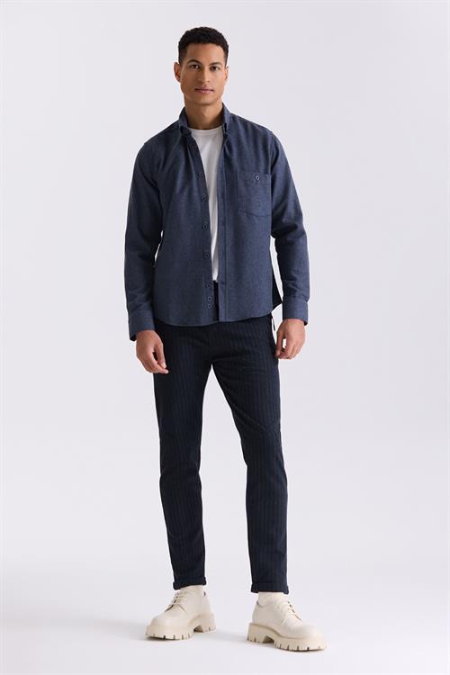 Lacivert Slim Fit Beli Lastikli Çizgili Jogger Pantolon