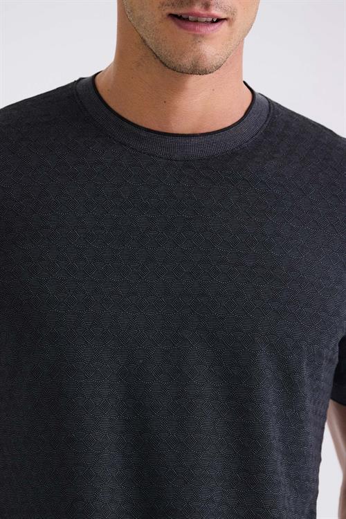 Siyah Slim Fit Bisiklet Yaka T-Shirt