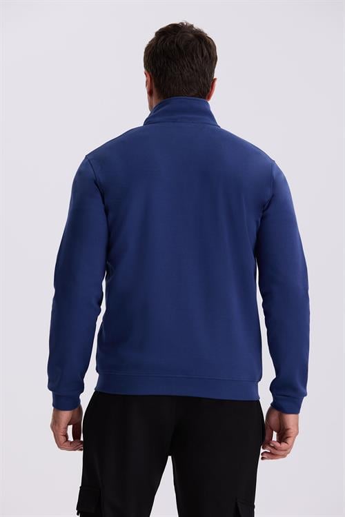 İndigo Slim Fit Fermuarlı Pamuklu Likralı Eşofman Üstü