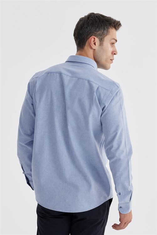 Mavi Comfort Fit Gizli Düğmeli Yaka Gömlek