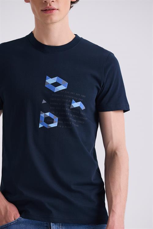 Lacivert Slim Fit Bisiklet Yaka T-Shirt