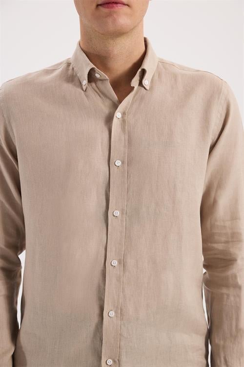 Krem Rahat Kalıp - Comfort Fit Gömlek Klasik Yaka