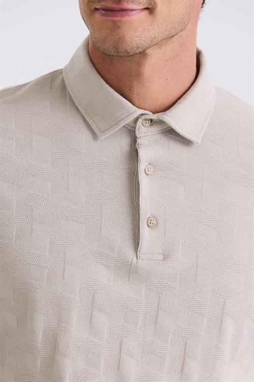 Bej Slim Fit Desenli Polo  Yaka T-Shirt