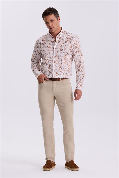 Bej Comfor Fit Kanvas Spor Pantolon