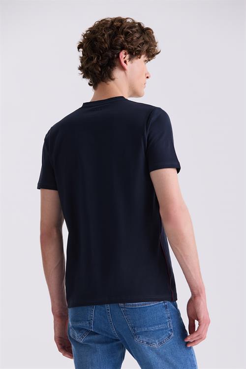 Lacivert Slim Fit Bisiklet Yaka T-Shirt