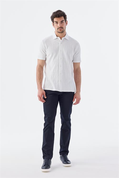 Dar Kalıp - Slim Fit Serili T-Shirt-Jakamen  Gömlek Yaka  Serili