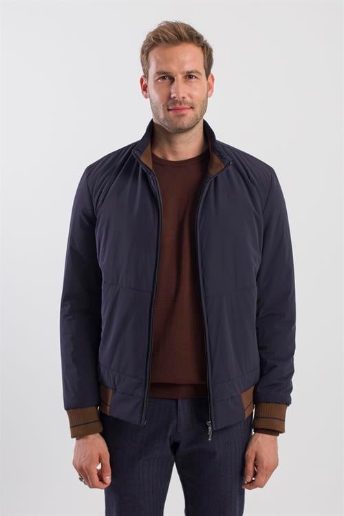 Lacivert Comfort Fit Dik Yaka Mont