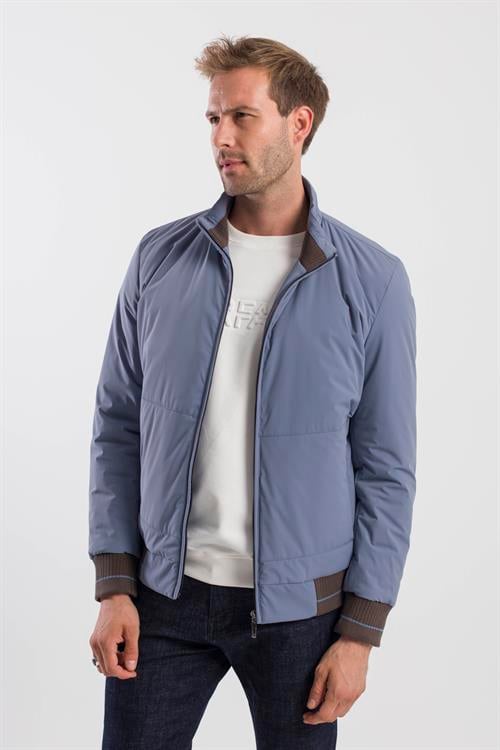 Mavi Comfort Fit Dik Yaka Mont