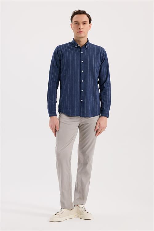 Saks Comfort Fit  Düğmeli Yaka Pamuklu Gömlek