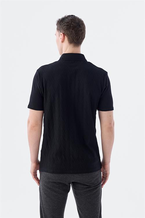 Dar Kalıp - Slim Fit Serili T-Shirt-Jakamen  Gömlek Yaka  Serili