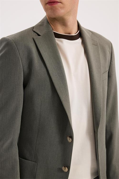 Yeşil Dar Kalıp - Slim Fit Ceket Mono Yaka
