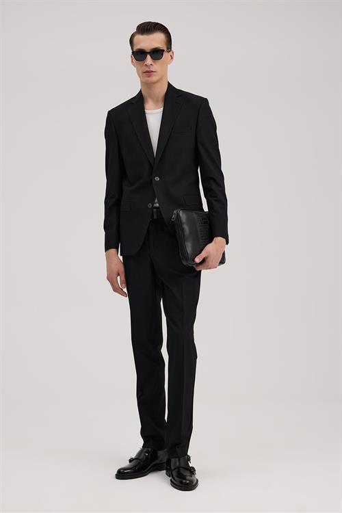 Siyah Slim Fit Mono Yaka Takım Elbise