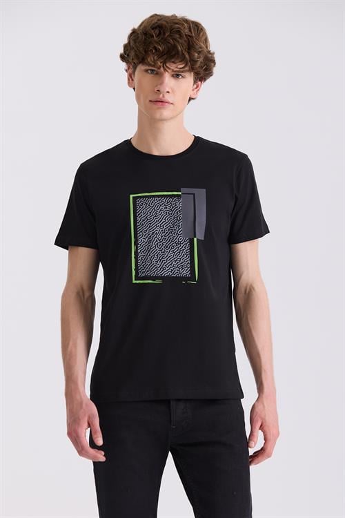 Siyah Slim Fit Bisiklet Yaka T-Shirt