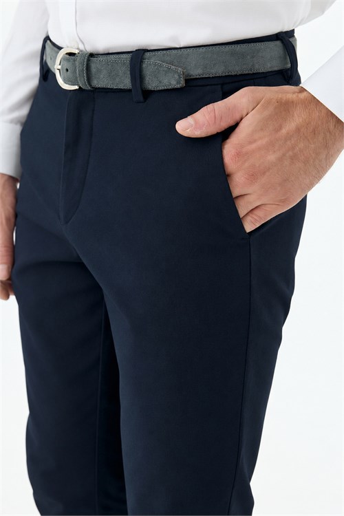 Lacivert Comfort Fit Pamuklu Kanvas Pantolon