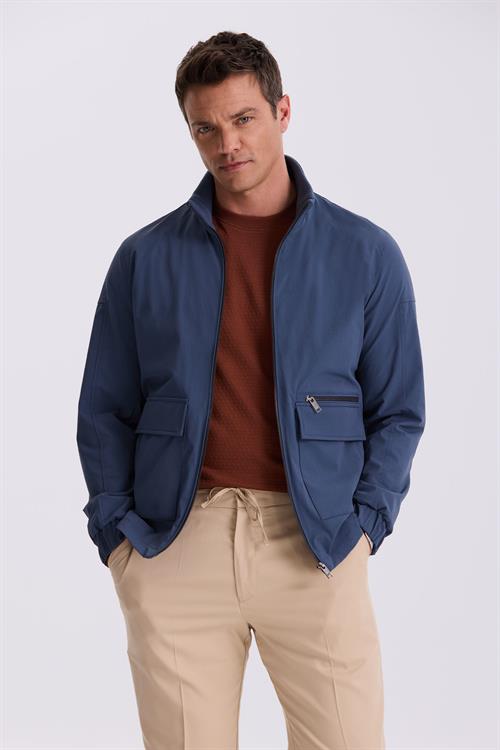 İndigo Comfort Fit Dik Yaka Mevsimlik Mont