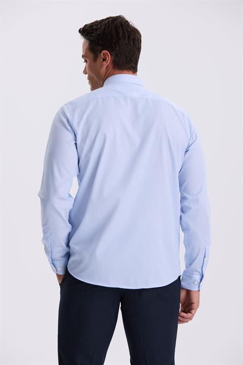 Mavi Comfort Fit Ütü Gerektirmeyen %100 Pamuk Çizgili Non İron Gömlek