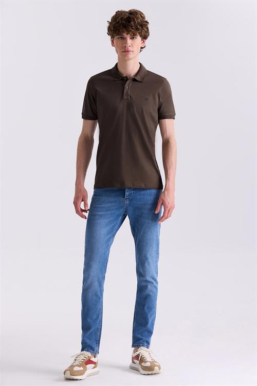 Kahve Slim Fit Polo Yaka T-Shirt