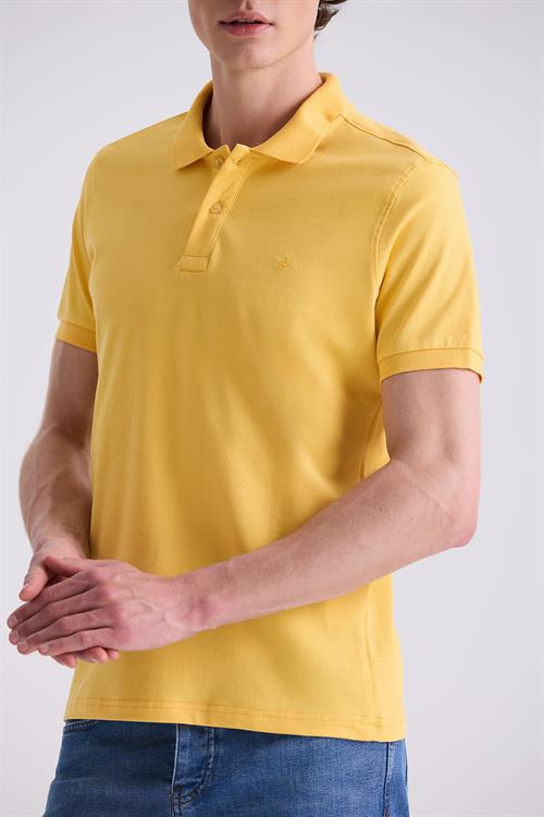 Sarı Slim Fit Polo Yaka T-Shirt