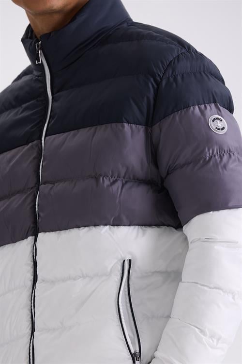 Lacivert Slim Fit Dik Yaka Kışlık Şişme Mont