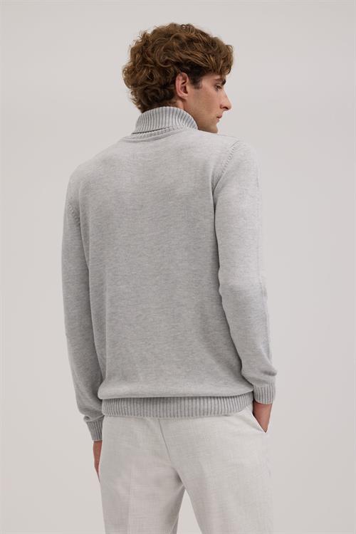 Gri Dar Kalıp - Slim Fit Triko Tam Balıkcı Yaka