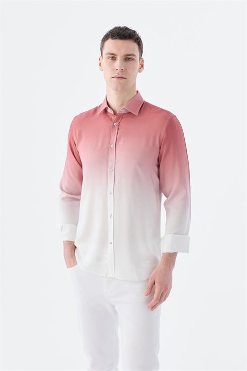 Rahat Kalıp - Comfort Fit Serili Gömlek-Jakamen  Yaka Alttan Düğmeli  Serili