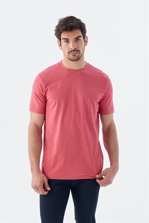 Dar Kalıp - Slim Fit Serili T-Shirt-Jakamen  Bisiklet Yaka  Serili