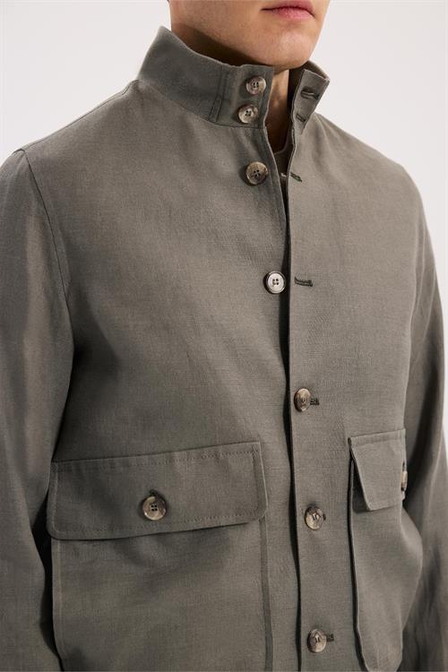 Haki Rahat Kalıp - Comfort Fit Mont Gömlek Yaka