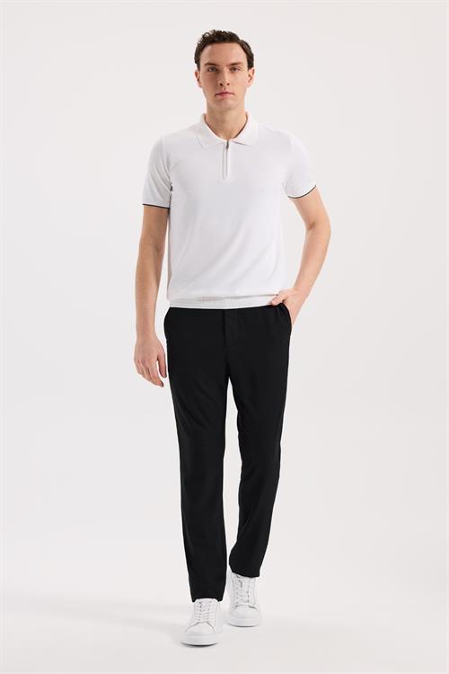 Siyah Rahat Kalıp - Comfort Fit Pantolon Spor Yan Cep