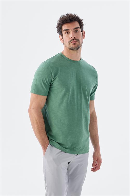 Dar Kalıp - Slim Fit Serili T-Shirt-Jakamen  Bisiklet Yaka  Serili