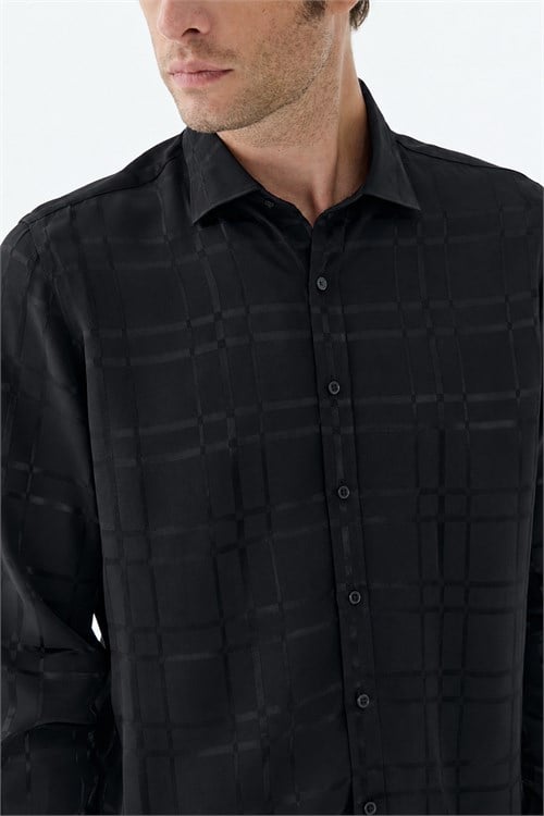Siyah Kareli Comfort Fit Gömlek