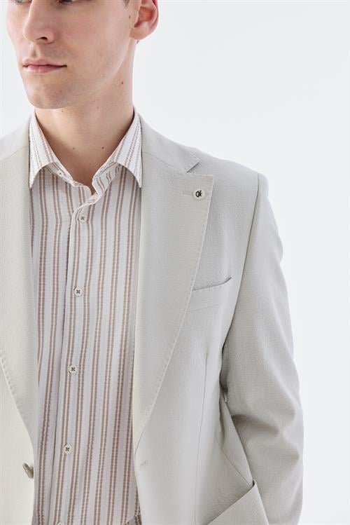 Dar Kalıp - Slim Fit Serili Takım Elbise-Jakamen  Mono Yaka  Serili