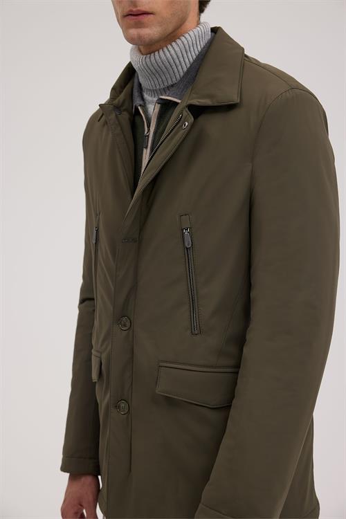 Haki Rahat Kalıp - Comfort Fit Mont Berberi Yaka