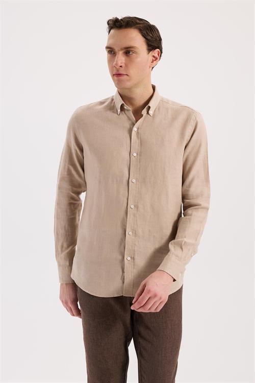 Krem Rahat Kalıp - Comfort Fit Gömlek Klasik Yaka